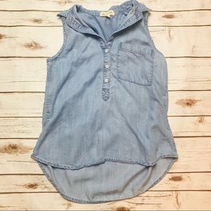 Cloth and Stone Polka Dot Chambray Sleeveless Top